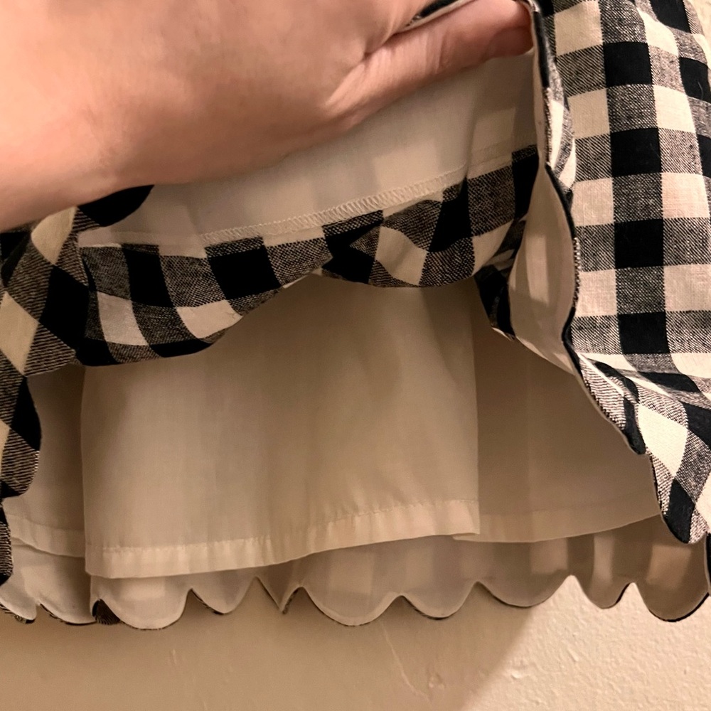 J. Crew Black & White Plaid Gingham High Waist Scallop Hem Skirt Pockets - Picture 9 of 14